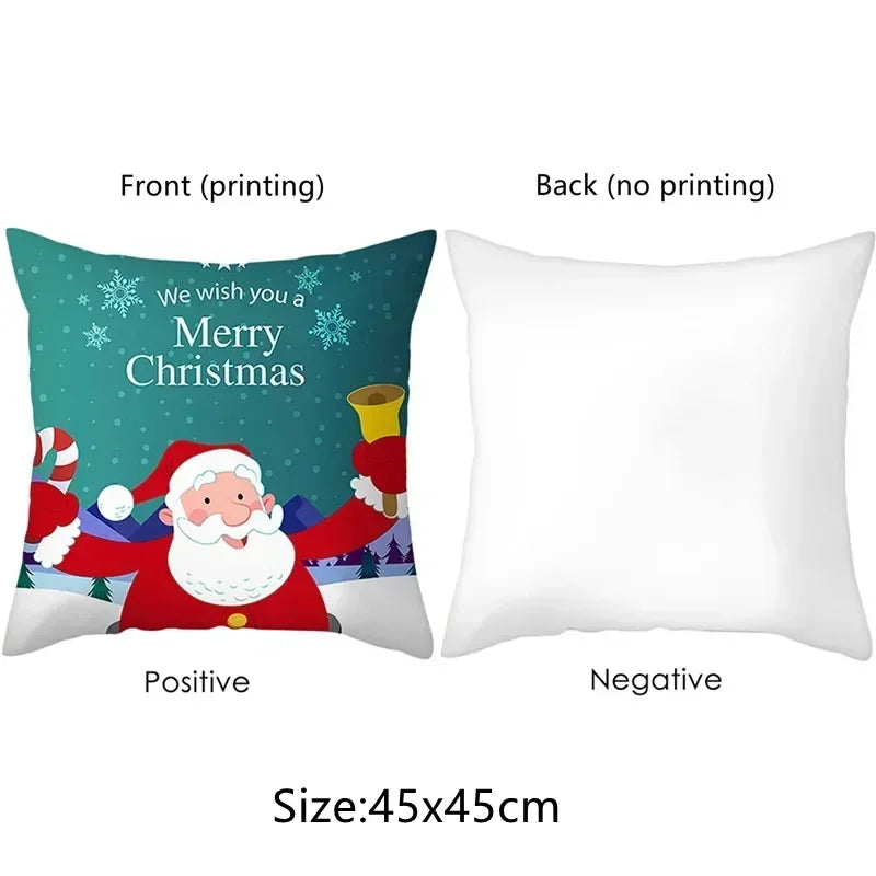 Christmas decoration pillow cover blue Santa Claus Snowman pattern living room sofa cushion cover room home decoration